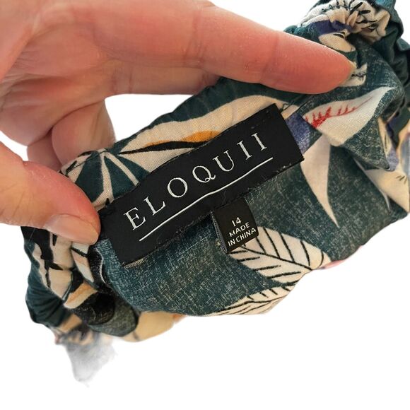 Eloquii Plus 14 Full Skirt A-line Tropical Floral Printed Cotton Pockets - Picture 2 of 8